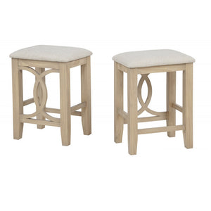 English Elm 3-piece Cottage Cafe Counter Set with Scroll Supports Cushioned Stools and Usb Charging Natural B011P496730