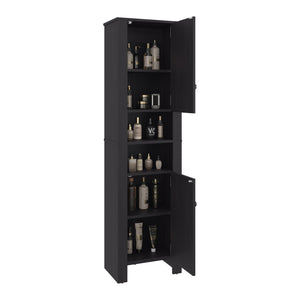 English Elm Vanessa Tall Bathroom Cabinet with Melamine Finish, Black Freestanding Organizer for Tight Spaces B200P374502
