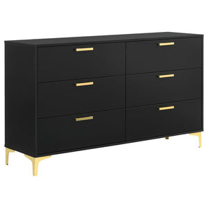 English Elm Lexie Black Velvet 3-Piece Glam Bedroom Set With Gold Accents - King Size Elegance & Storage B062S01187