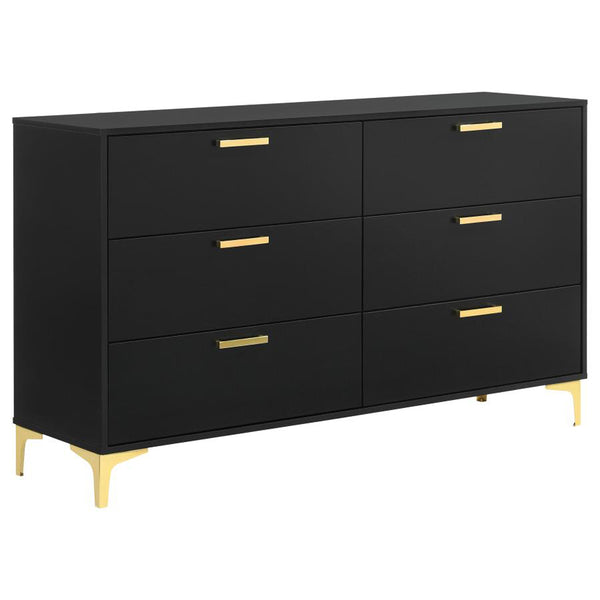 English Elm Lexie Black Velvet 3-Piece Glam Bedroom Set With Gold Accents - King Size Elegance & Storage B062S01187