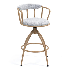 English Elm 26'' 26" Swivel Counter Height Bar Stool with High-Density Sponge Seat, Metal Frame, Modern Industrial Comfort Beige W2215P248058
