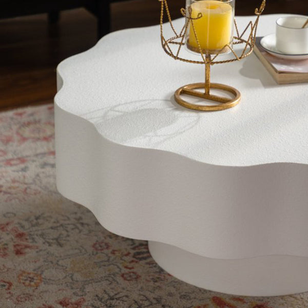 English Elm Scalloped Wave Edge Coffee Table Sculptural Low Profile Modern Living Room Accent Cream White W3081P389058