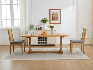 English Elm Full Solid wood rattan-back dining chair with breathable matte linen cushion, high-resilience foam comfort W1143P384365 W1143P384365