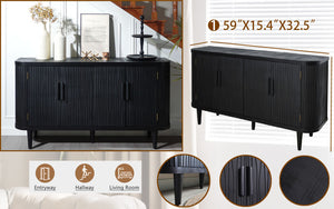 English Elm Accent Storage Cabinet - Modern Freestanding Buffet With Adjustable Shelves For Stylish Organization W2729P202565