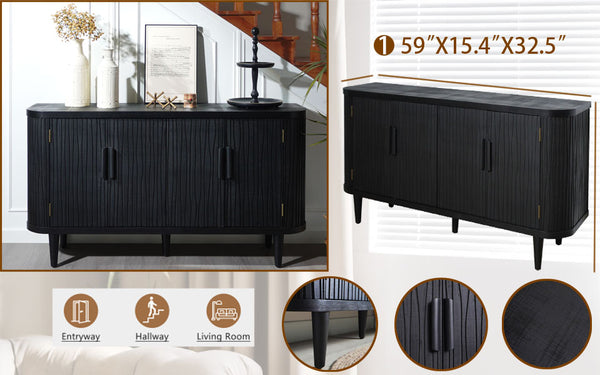 English Elm Accent Storage Cabinet - Modern Freestanding Buffet With Adjustable Shelves For Stylish Organization W2729P202565