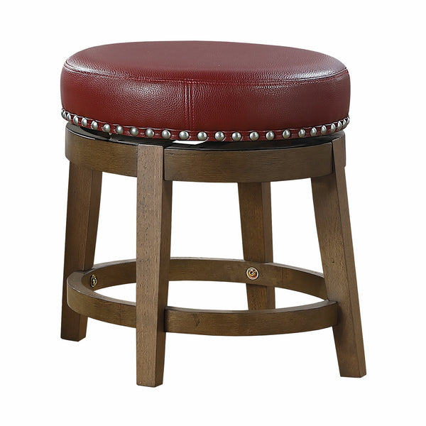 English Elm Round Swivel Stool Set of 2 with Black Faux Leather Seat, Nailhead Trim & Solid Wood Legs, 19.5" H Red+Brown 35.75 L x 21 W x 9.75 H B011P201576