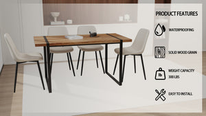 English Elm 59" Modern Mdf Wood Dining Table Set With 3 Suede Chairs, Stylish Rustic Industrial Design, Easy Assembly W2189S00182