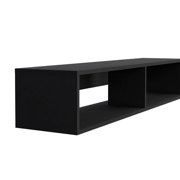 English Elm Warrior 59" Floating TV Stand with Two Open Shelves, Cable Management, Sturdy Wall-Mounted Design Black 65 L x 18 W x 3.6 H B200P240262