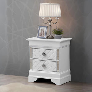 English Elm Sophisticated Champagne Nightstand with Two Drawers, 24"H x 21"W x 16"D, Fully Assembled, Durable Transitional Design B078108390