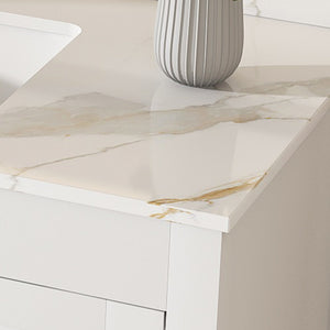 English Elm Modern 43" Bathroom Vanity With Artificial Marble Finish, Solid Wood Frame & Practical Storage Solutions W509S00140