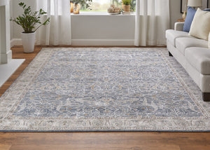Feizy Rugs Pasha Global Charm Rug - Vibrant Polyester Ikat Design, Soft Low Pile, Stain-resistant & Kid-friendly Blue,Taupe,Ivory Polyester Pas39m4fbluivyh04