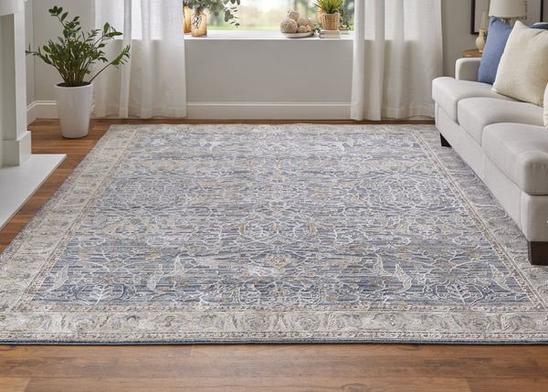 Feizy Rugs Pasha Global Charm Rug - Vibrant Polyester Ikat Design, Soft Low Pile, Stain-resistant & Kid-friendly Blue,Taupe,Ivory Polyester Pas39m4fbluivyh04