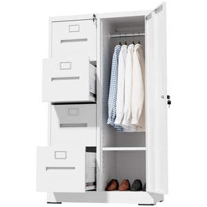 English Elm Metal Four Drawer Filing Cabinet with Lock Steel Storage for Home Office Bedroom White W2735P457275