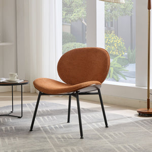 English Elm Mid-Century Shell Chair with Wood Grain Veneer, Curved Wide Seat, Metal-Wood Frame Holds 330+ lbs Orange W1143P214258