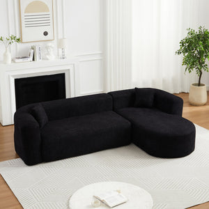 English Elm [video]109.4" Chenille Cloud Sectional Sofa Curved L Shape Modular Couch for Living Room W3505S00053