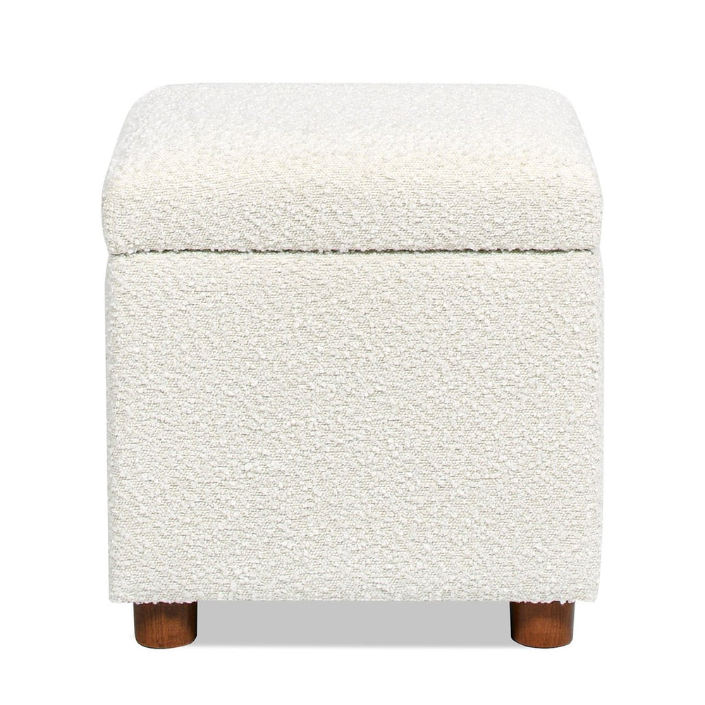 English Elm Jennifer Taylor Home - Ivory 18" Boucle Storage Cube Ottoman with Hinged Lid, Plush Sherpa Texture, Durable Kiln-Dried Frame B2719P238156