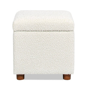 English Elm Jennifer Taylor Home - Ivory 18" Boucle Storage Cube Ottoman with Hinged Lid, Plush Sherpa Texture, Durable Kiln-Dried Frame B2719P238156