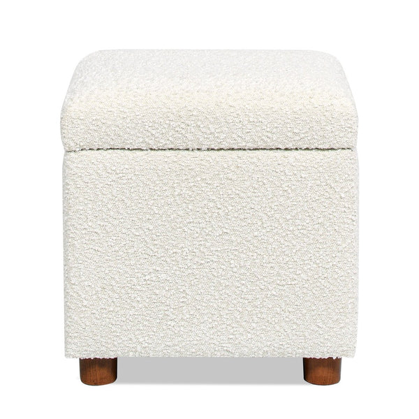 English Elm Jennifer Taylor Home - Ivory 18" Boucle Storage Cube Ottoman with Hinged Lid, Plush Sherpa Texture, Durable Kiln-Dried Frame B2719P238156
