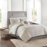 Madison Park Malia Shabby Chic 4 Piece Embroidered Cotton Reversible Duvet Cover Set MP12-6186 Ivory