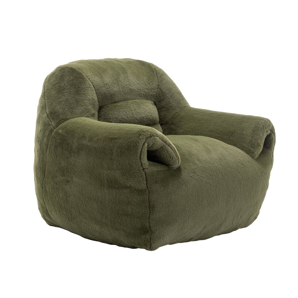 English Elm Bean Bag Chair - Plush Faux Fur Sofa With Back Support, Perfect For Any Room, Adults & Kids - Green W2200P326891