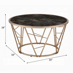 English Elm Modern Luxury Square End Table Engineered Stone Finish ECC Waterproof Heat & Stain Resistant Chic Centerpiece Black,Champagne 37 L x 37 W x 6 H B2741P338088