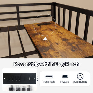 English Elm Triple Bunk Bed Steel Frame Sleeps Three Kids with Noise Reduced Powder Coated Design W3752S00004