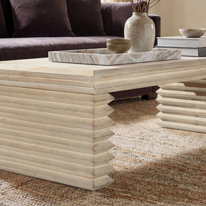 English Elm Veda Reclaimed Pine Geometric Waterfall Coffee Table Whitewashed Sculptural Living Room B2719P485503