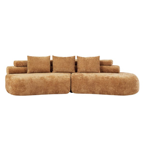 English Elm 122" Curved Modular Sectional Sofa Cloud Fill Polyester Upholstered Living Room Seating Pumpkin Yellow N771P396326C_N771P396327C