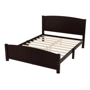 English Elm Queen Solid Wood Platform Bed Frame with Strong Support Slats, No Box Spring Needed, Modern White Finish Espresso W1580P374313