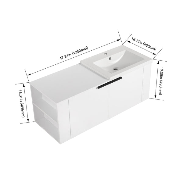 English Elm 48 Modern Bathroom Vanity Sink Combo with Soft-Close Doors, Engineered Wood, Spacious Storage, Easy Assembly Ameican White Oak W1972S00012
