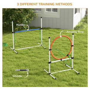 English Elm Pawhut 3-Piece Dog Agility Training Set - Adjustable Jumping Ring, Hurdle, Cooling Tube & Bag! W2225P217627-GIGA
