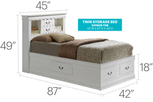 English Elm Elegant White Twin Storage Bed With Under-Bed Organization For Kids’ Rooms & Compact Living Spaces B078S00373