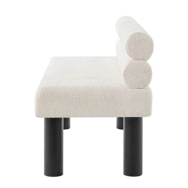 English Elm Upholstered Dining and Entryway Bench with Rubberwood Legs Padded Seat 300 Lb Capacity Beige,Black N779P371712A