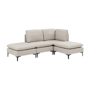 English Elm Linen Upholstered Modular Sectional Sofa with Black Metal Legs for Modern Living Almond B2748S00096