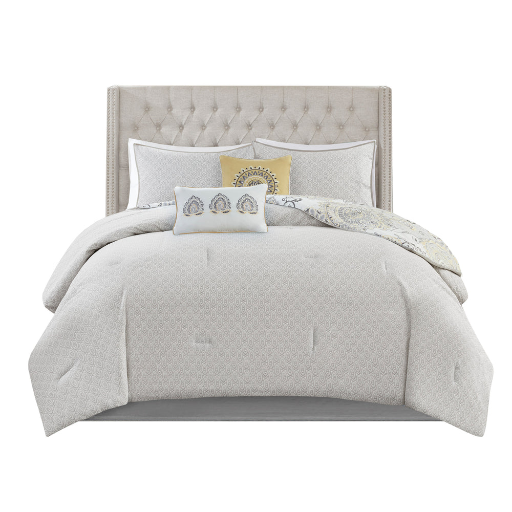 English Elm 8 Piece Cotton Floral Comforter Set - Reversible Queen Bedding With Shabby Chic Style & Safe Materials B03597283