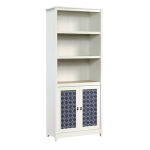 English Elm Library Cabinet With Doors – White Finish, Adjustable Shelving, Stylish Storage For Any Room B356P402687
