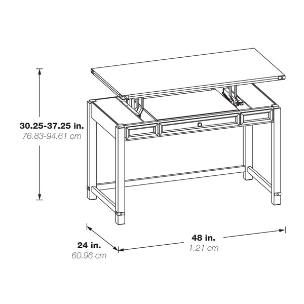 OSP Home Furnishings Baton Rouge Lift Desk Champagne Oak