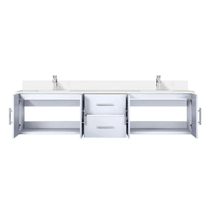 English Elm Glossy White Double Bath Vanity 80" W x 22" D with White Quartz Top, Soft-Close Drawers & Chrome Faucet Set B2731P258739