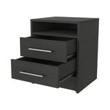 English Elm Black 2-Drawer Nightstand