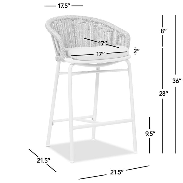 English Elm Jennifer Taylor Home - Santorini 28" Wicker Back Bar Stool Set Of 2 - Wheat Beige, Weather-Resistant, Stylish Comfort B2719P308009