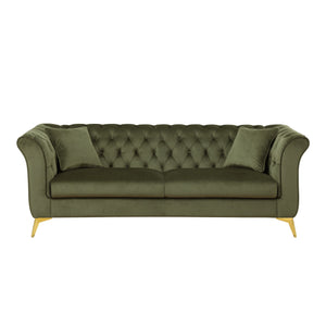 English Elm 102 Inch Linen Modular Sectional Sofa with Hidden Storage and Cloud Cushion Comfort Green W1099S00174