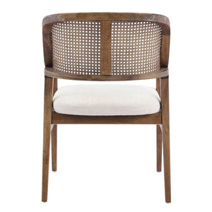 English Elm Mid-century Modern Dining Chairs Set of 2 Rattan Cane Back Rubberwood Upholstered Beige,Walnut N768P411344W