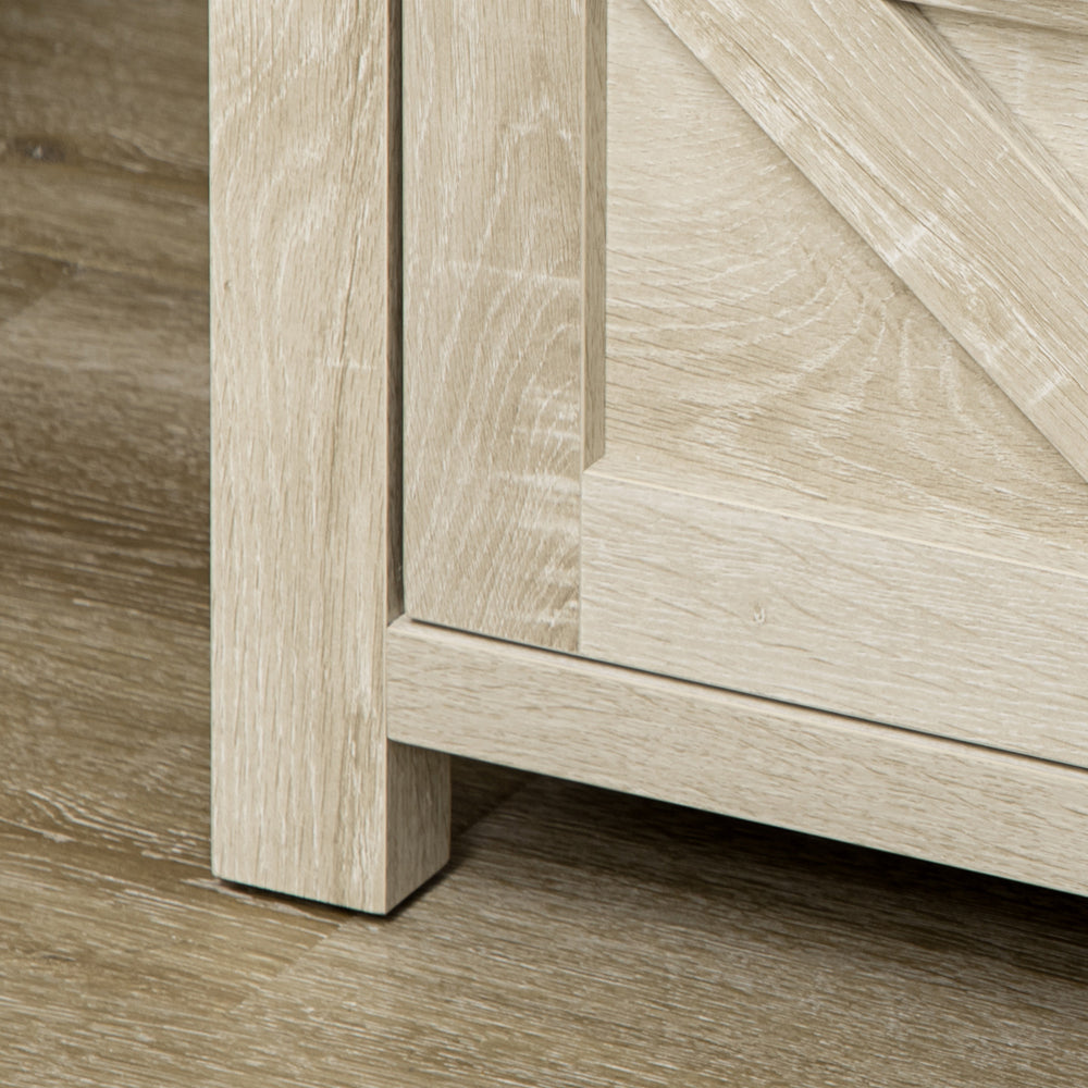 English Elm HOMCOM Rustic Farmhouse End Table with Drawer & Open Shelf, Oak Wood-Effect Top, Sturdy 110lb Capacity W2225P249999