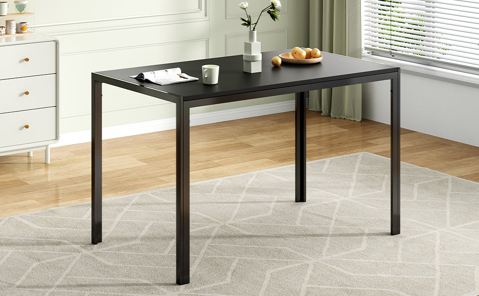 English Elm Dining Table Mid Century Modern Mdf Top Steel Legs Seats Six Small Space T3623P433791