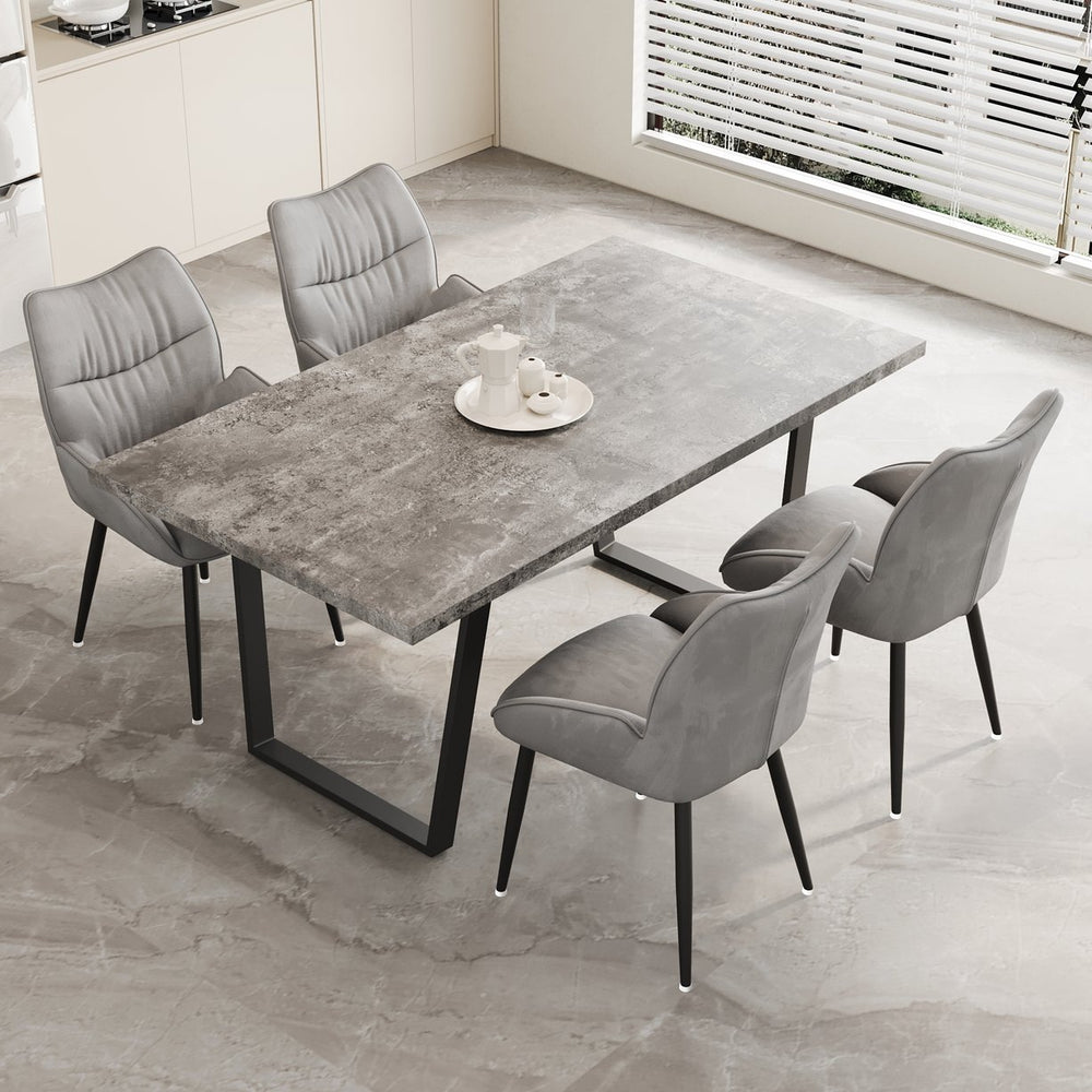 English Elm 62.9-Inch Stylish Mdf Dining Table And Velvet Chair Set For 4-6, Easy Assembly, Modern Comfort W1727S00077