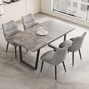 English Elm 62.9-Inch Stylish Mdf Dining Table And Velvet Chair Set For 4-6, Easy Assembly, Modern Comfort W1727S00077