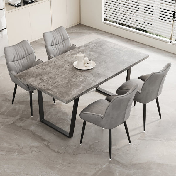 English Elm 62.9-Inch Stylish Mdf Dining Table And Velvet Chair Set For 4-6, Easy Assembly, Modern Comfort W1727S00077