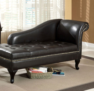 English Elm Black Curved Transitional Bench with Rolled Arm Button-Tufted Padded Seat Nailhead Trim 62"W B2741P343798