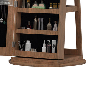 English Elm 360°swivel Jewelry Armoire with Led Interior Full Length Mirror Walnut Finish W3406P422682