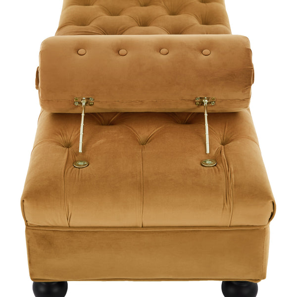 English Elm Modern Tufted Velvet Bench with Gourd Legs and Pillows for Bedroom Entryway Yellow N761P335807L